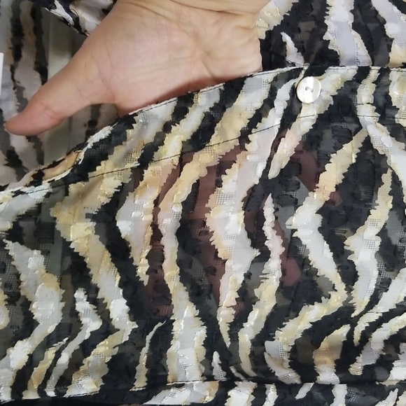 Ruby Rd Zebra Print Button Down Jacket Blouse 12 Petite - Picture 5 of 7